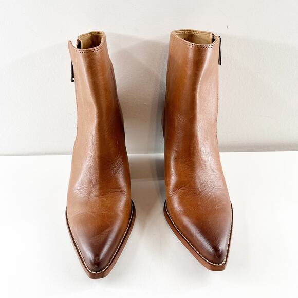 Sam Edelman Jane Pointed Toe Leather Ankle Boots Booties Brown 8 - Picture 8 of 8